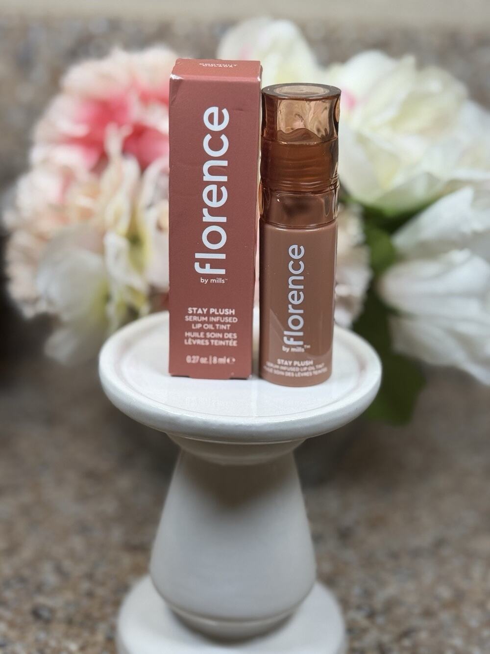 Florence by Mills Stay Plush Serum Infused Lip Oil Tint Coconut Colada 0.27 oz